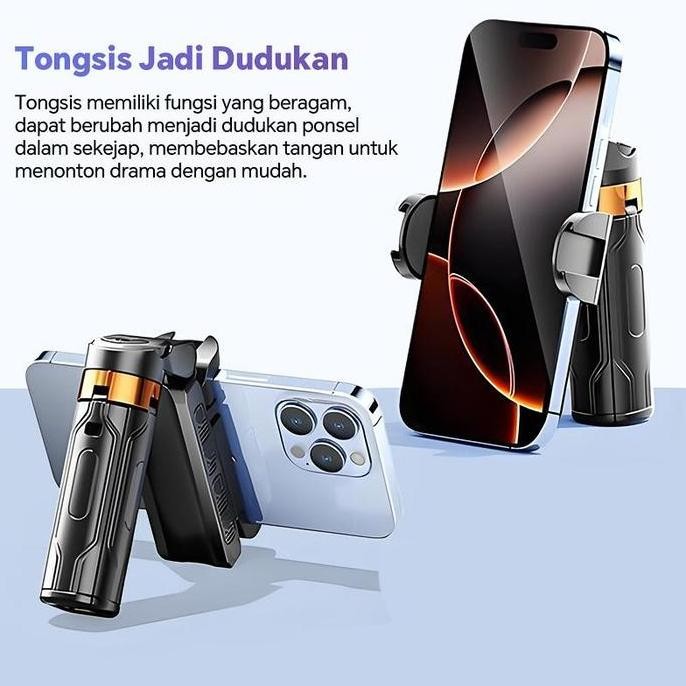 Tripod Bluetooth Remote Control Selfie Stick Braket Dapat Ditarik Hand Stabilizer Anti-Shake Four-Le