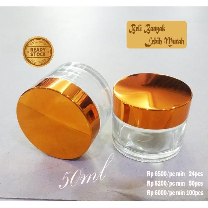 Promo Cod Pot Kaca Bening Pot Cream Jar Kaca Tutup Gold / Tempat Wadah Krim Salap Obat Salep Pot Lot
