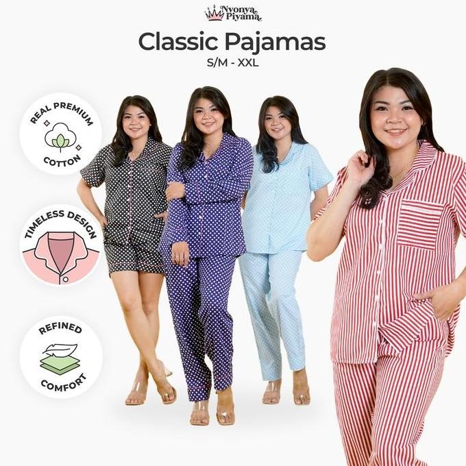 Nyonya Piyama Katun Set Classic