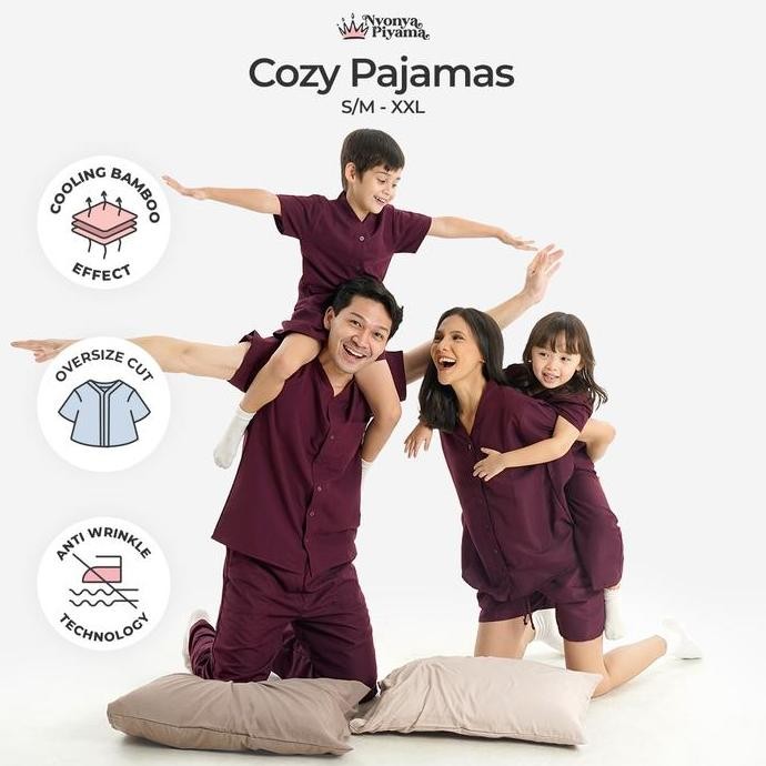 Nyonya Piyama Poly Bamboo Family Set (Plum Cozy)