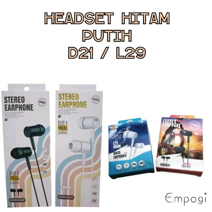 [Dapet 10 Pcs] Headset L29 Super Bass Earphone Kabel Support Hp Android Handphone Original