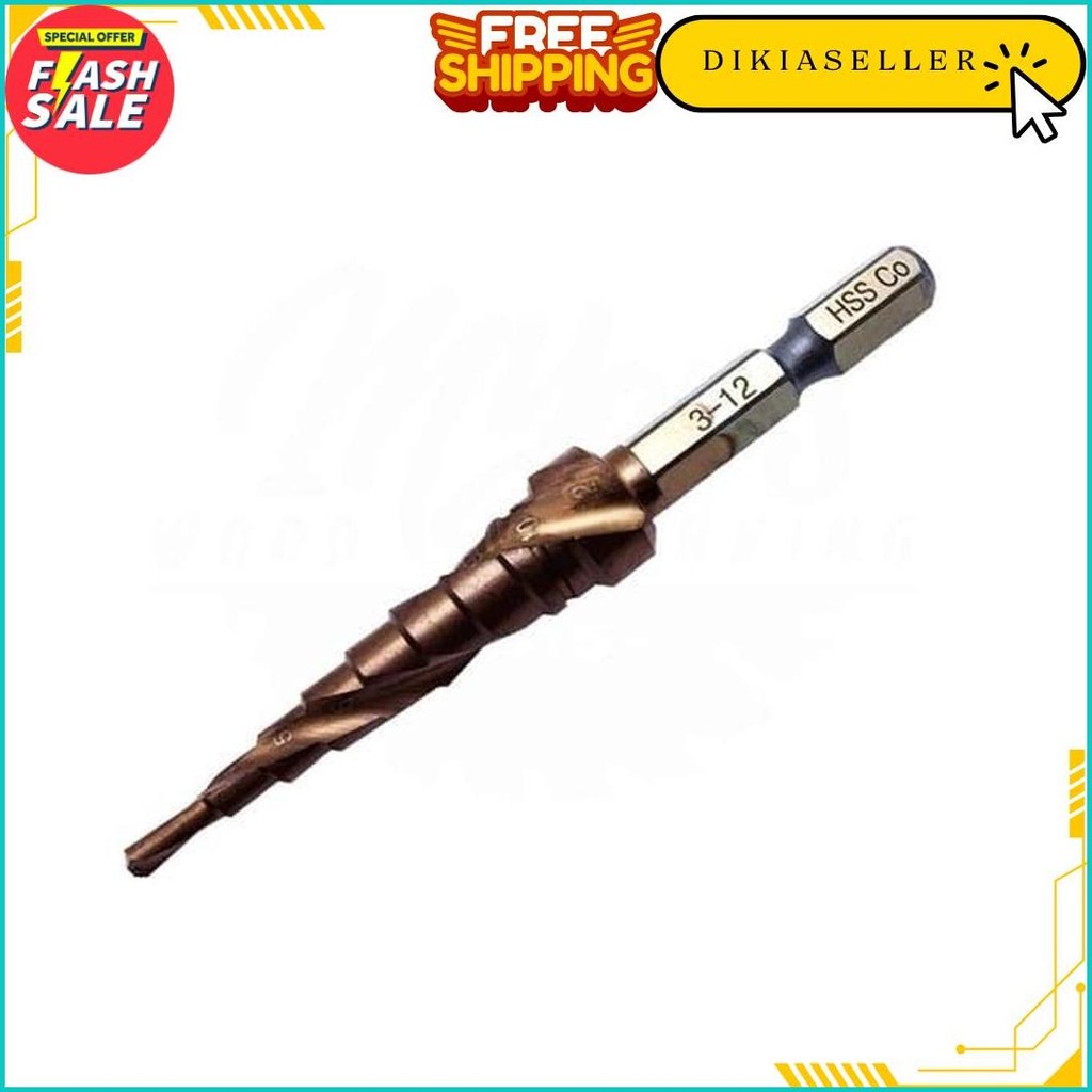 Mata Bor Pagoda Spiral Hss Cobalt M35 Hex Step Drill 3 -12Mm Original Produk