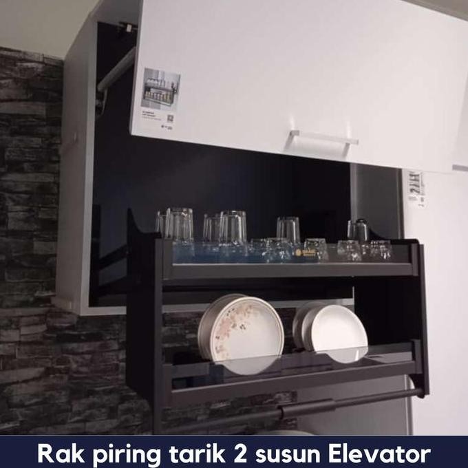 Terbaik Rak Piring Tarik 2 Susun / Elevator Pull Down Aluminium 100% Ori