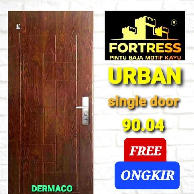 Terbaik Pintu Fortress Urban 90.04 Motif Kayu /Pintu Baja Fortress/Pintu Utama 100% Ori