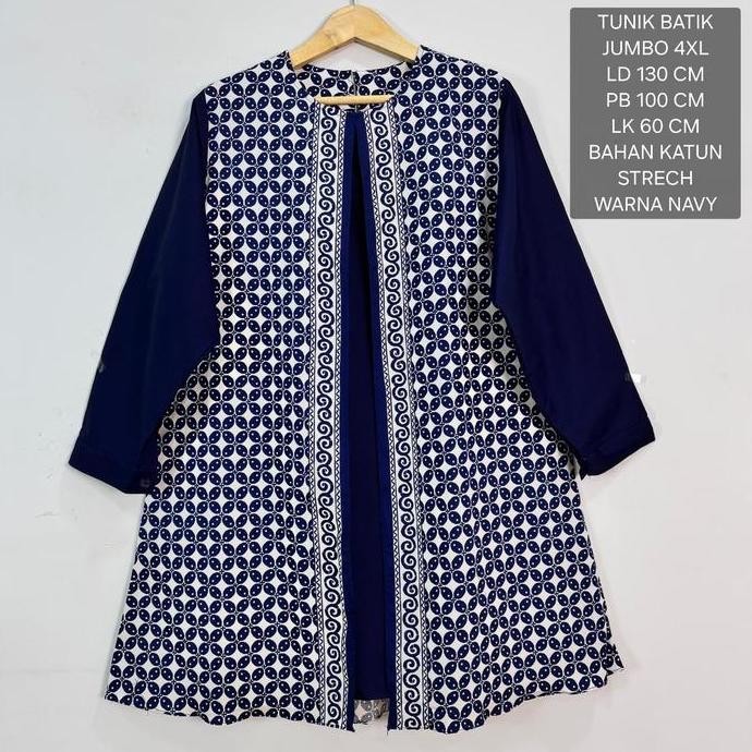 Tunik Batik Jumbo Wanita Ld 130 Cm Model Outer Kekinian