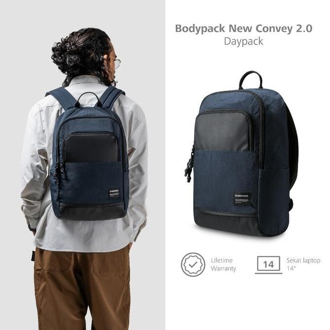 Bodypack Convey 2.0 Laptop 14 Inch Bag Tas Ransel Daypack Kuliah Anti Air Backpack - Navy