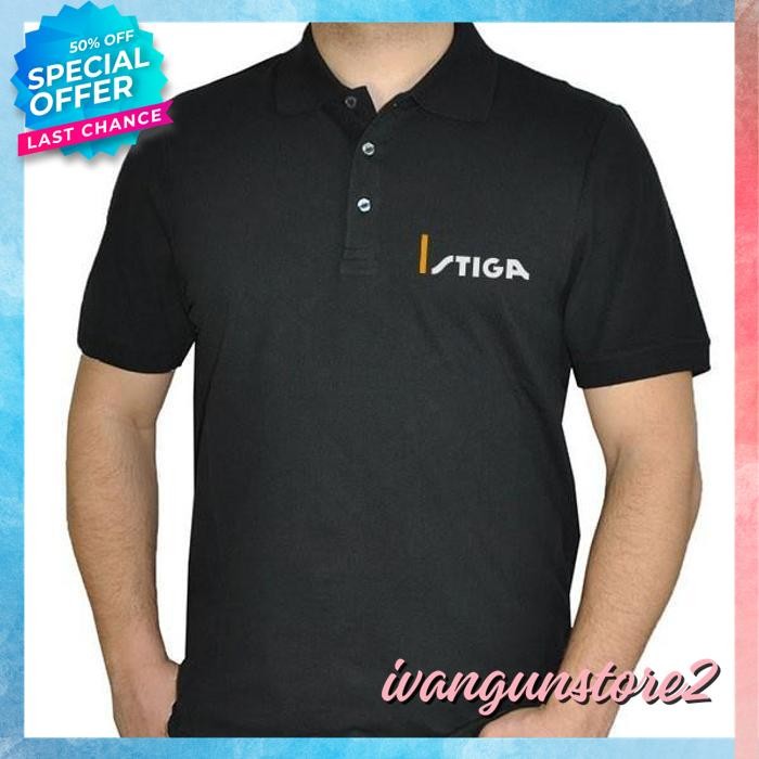 KUALITAS BERKELAS KAOS POLO SHIRT TSHIRT BAJU KERAH DISTRO STIGA TENIS MEJA PINGPONG TABLE TENNIS PI