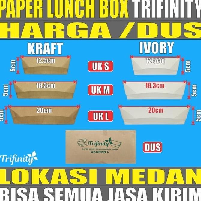 Paper Lunch Box Dus Kraft Coklat n Ivory Putih Food Tray Uk S M L Js Krm Medan