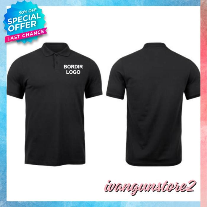 KUALITAS BERKELAS KAOS POLO SHIRT TSHIRT BAJU KERAH DISTRO BORDIR 1 SISI PERUSAHAAN LOGO TULISAN NAM