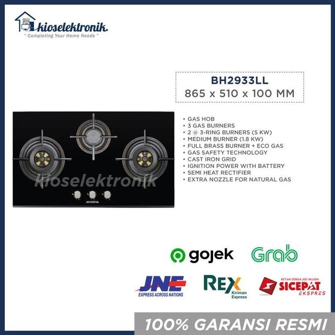 Modena Bh 2933 Ll Kompor Modena 3 Tungku - Bh2933Ll / Bh 2933Ll / Bh2933 Ll