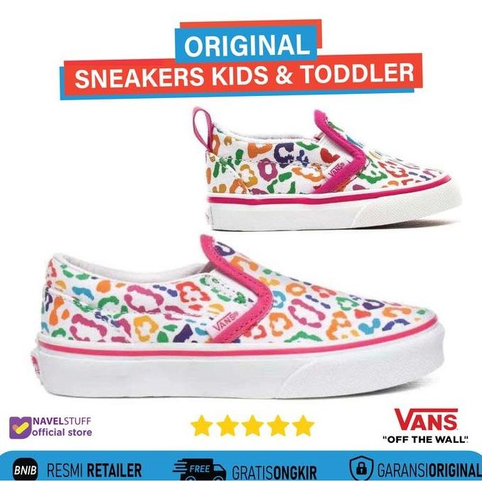 Vans Toddler Kids Slip On Rainbow Pink Sepatu Anak Perempuan Original
