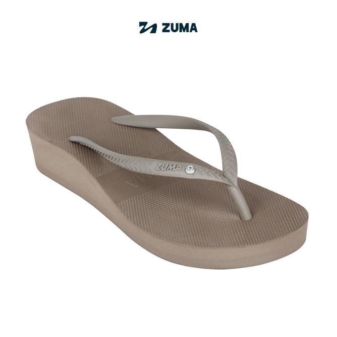 Zuma Women Tiffany 4 Gingersnap, Sandal Jepit Wanita Wedges Karet Polos, Kuning Kunyit