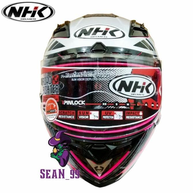 Helm Nhk Rx9 Nhk Racer X Nine Pink Fluo Silver Full Face Original Sni