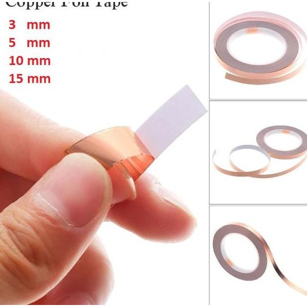 Open DS] Adhesive Copper Isolasi Tape Tembaga Konduktor PCB 3mm 5mm 10mm 15mm