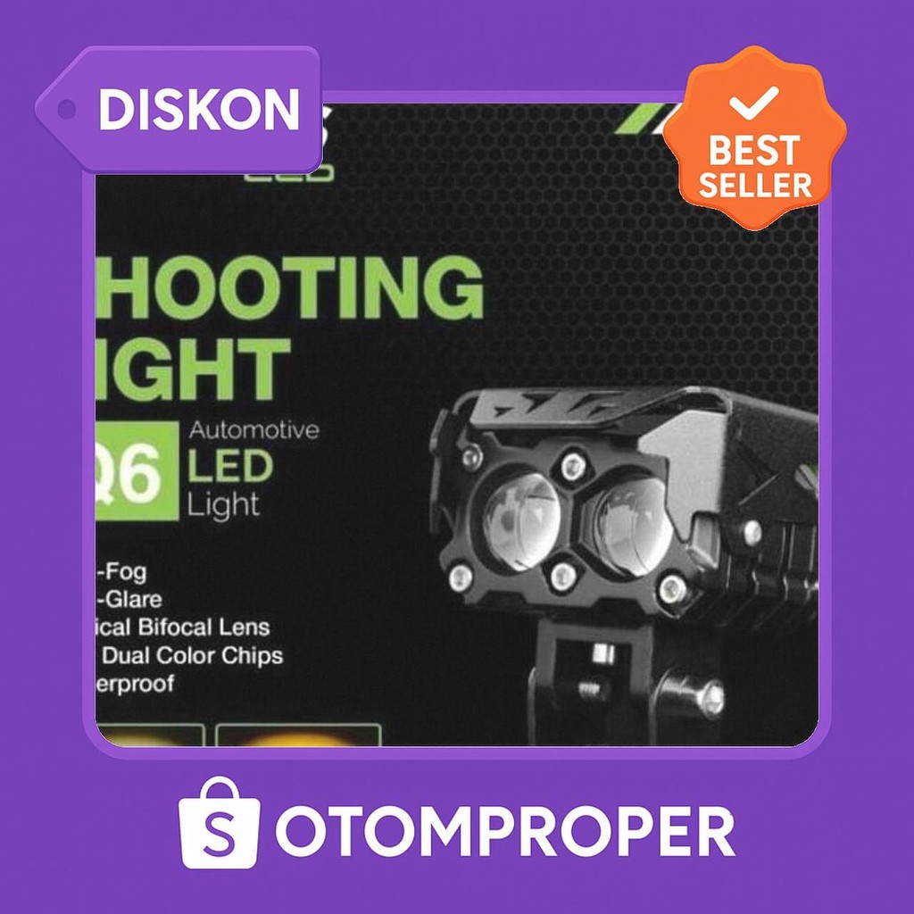 Lampu Tembak LUMINOS Q6 Lampu Tembak Laser 2 Mata Putih Kuning