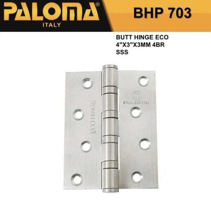 Terbaik Engsel Pintu Butt Hinge Paloma Bhp 703 Eco 4"X3"X3Mm 4Bb Sss Sus 201 100% Ori