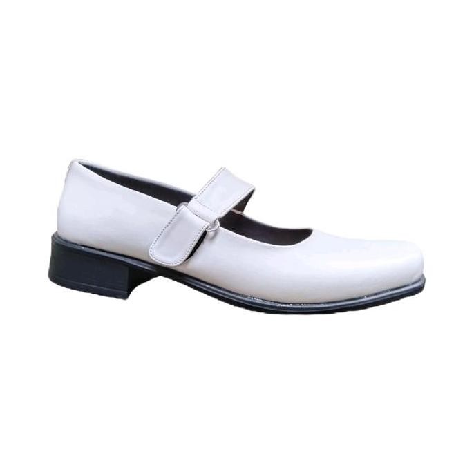 Sepatu Paskibra Putih Hak 3cm Wanita Sepatu Pantofel Tali Prepet Heels Shoes SHA