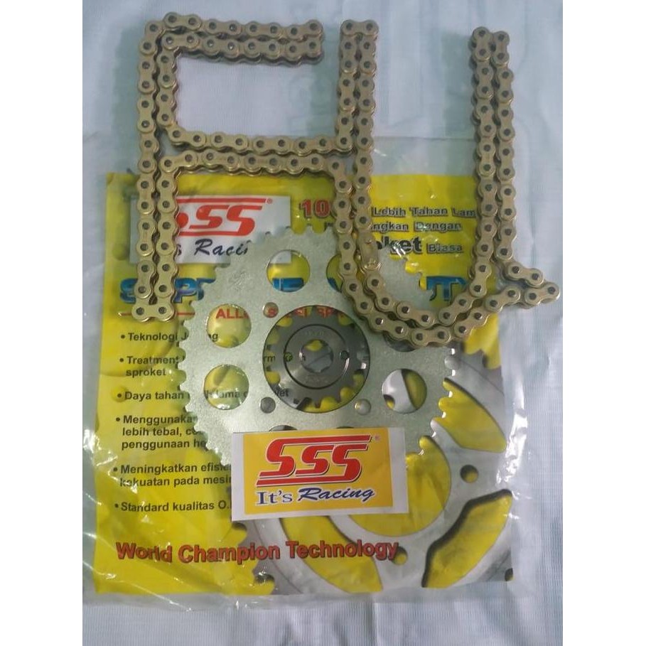 Gear Set Sss 428 Rantai Gold Satria Fu150, Fu Facelift, Fu Injeksi