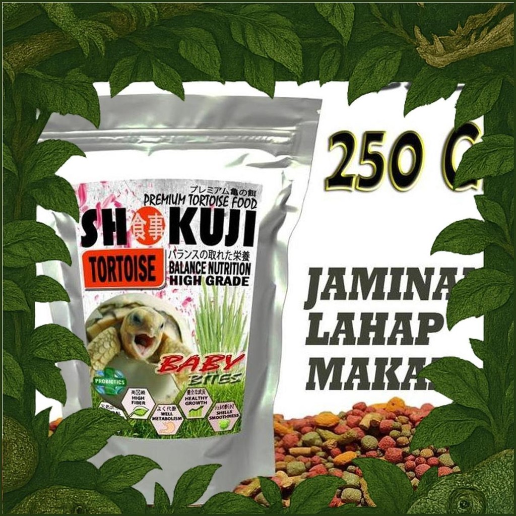 250Gr Shokuji Baby Bites Pellets Tortoise Food Makanan Kura Sulcata