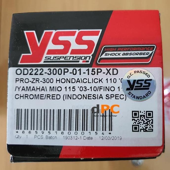 Shock Breaker Yss New Pro Zr 300 Mm Untuk Motor Matic Yamaha Mio Aerox