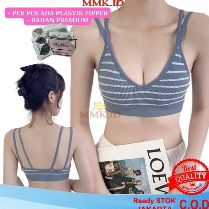 Bra Sport Wanita Motif Garis2 Fashion Sport Bra Import
