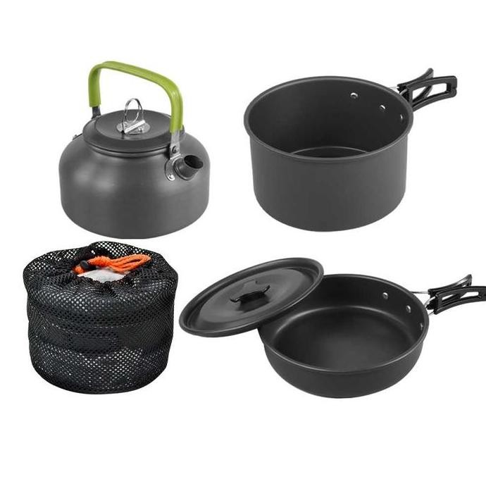 Promo Set Panci Teflon Teplon Ceret Air Peralatan Masak Camping Outdoor Multifungsi COD
