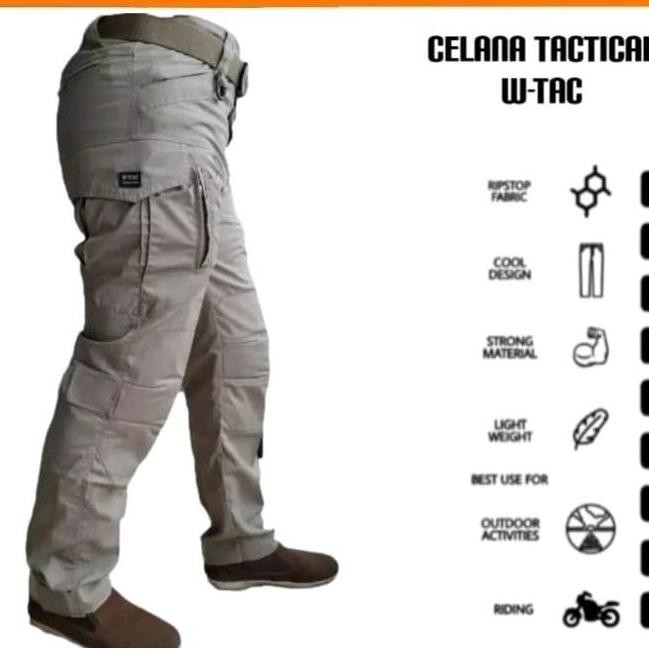 Celana Taktikal W TAC Cargo PDL Lapangan Outdoor Keren untuk Pria - Sport, Bahan Tebal dan Nyaman PL