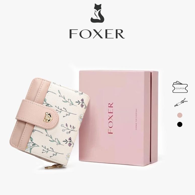 FOXER Dompet Pendek Dompet Koin Berdesain Bunga Dompet Kecil Multikartu