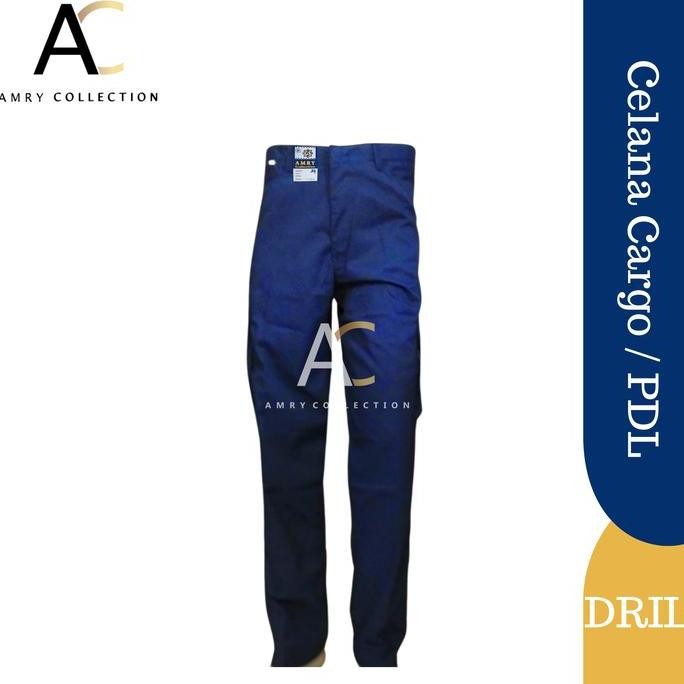 Amrycollection - Celana PDL Cargo Biru Navy SMP SMA Dewasa Umum Celana panjang Bawahan Pria Security