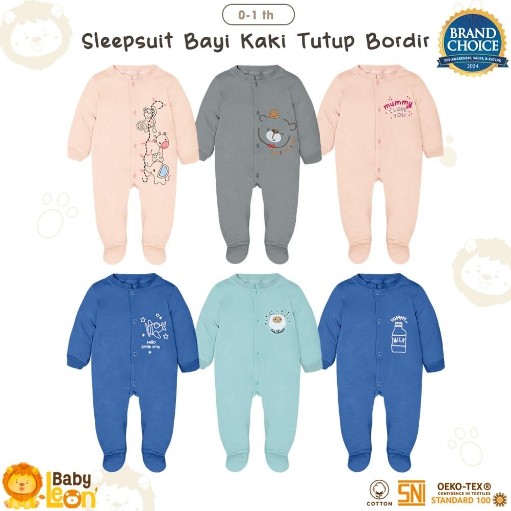 Kekinian - BABY LEON Jumpsuit Bayi Kaki Tutup Lengan Panjang  Baby Sleepsuit Baju Tidur Bayi BC-079 