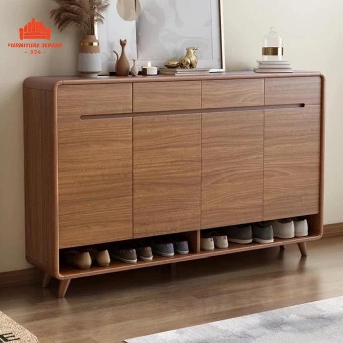 Almari Rak sepatu Retro Minimalis Mewah Kayu Jati