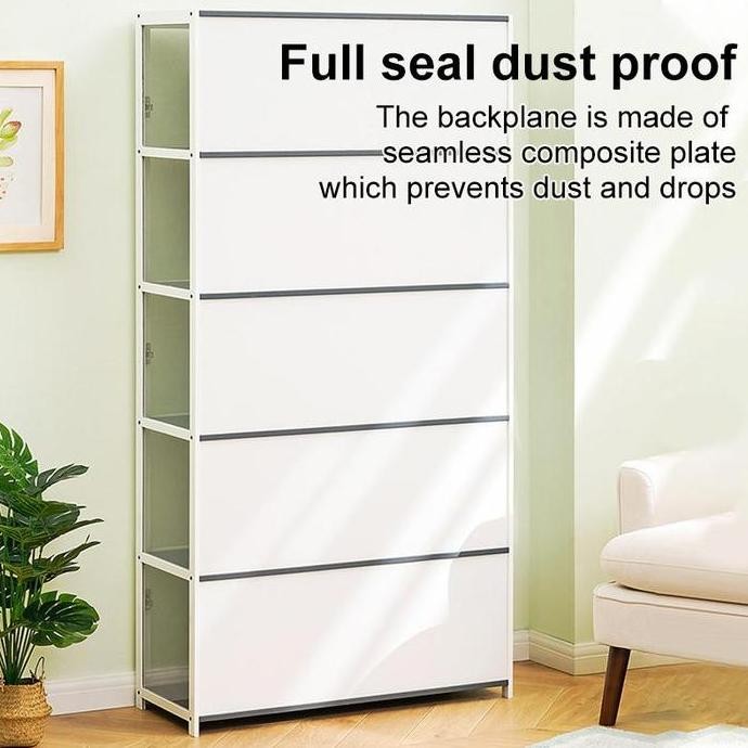 FH Kabinet Display Akrilik 4/5 Lapis Kabinet Dapur Bambu Kabinet Penyimpanan Anti Debu Rak Tertutup 