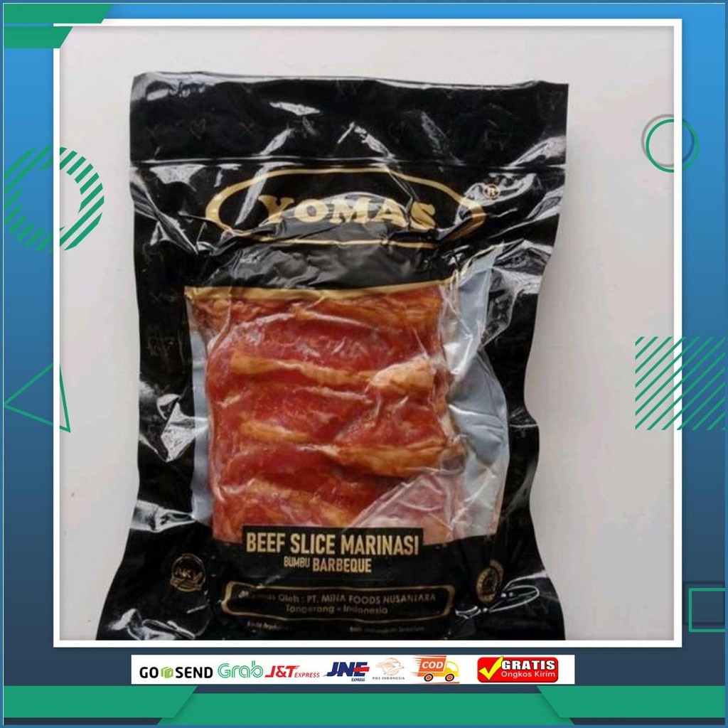 Yomas Beef Slice Marinated Bbq - Lada Hitam 500Gr / Daging Slice Marinasi Grab