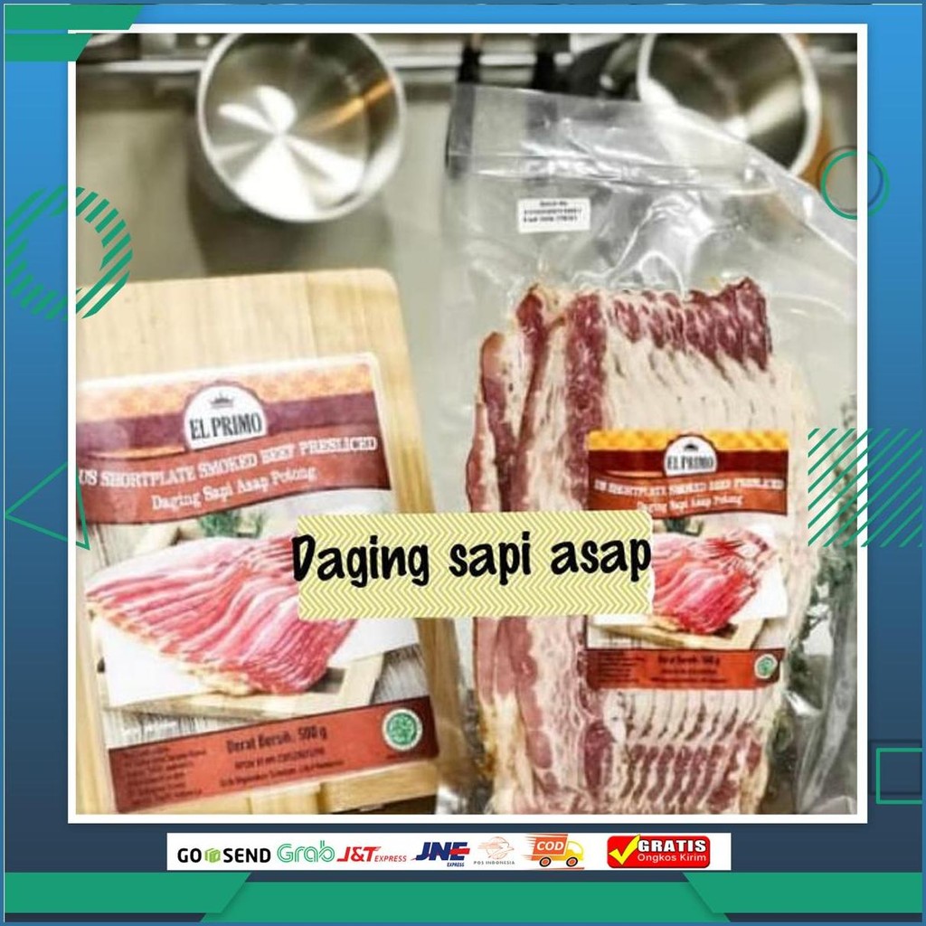 El Primo Daging Sapi Asap/ Beef Bacon Slice - Halal 500Gr Gosend
