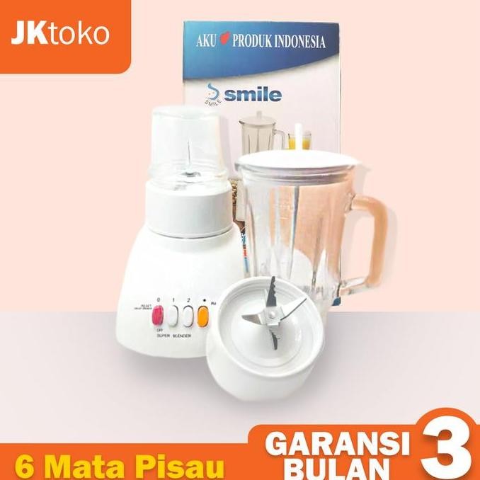Blender Kaca 2in1 Blender Daging Buah National Smile 6 Mata Pisau