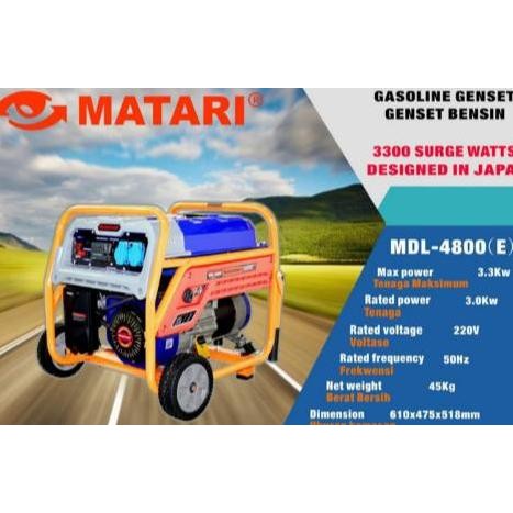 Gasoline Genset 3.3Kw Mdl4800E Avr Starter Matari