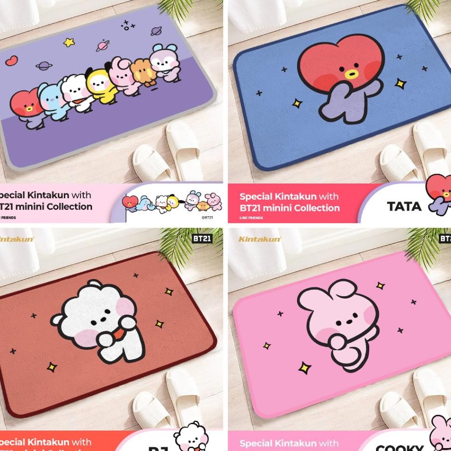 Kintakun Home Keset Print Bt21 Minini Edition Serbaguna Anti Slip Doormat Persegi 40X60Cm