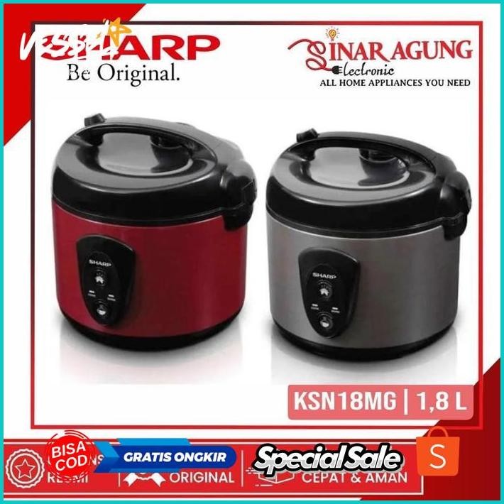 Promo Xtra Pl30 Sharp Ksn18Mg Sl/Rd Rice Cooker -1,8L Garansi Resmi Hemat Gq-68