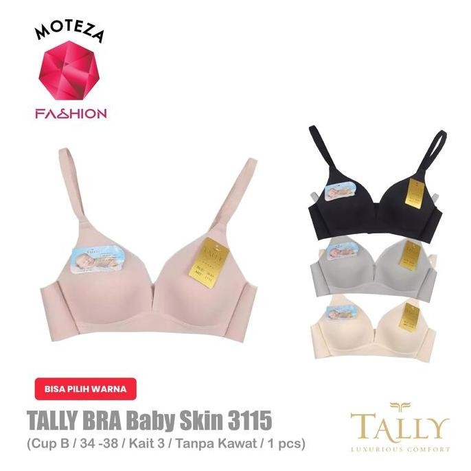 Tally Bra Wanita - BH 3115 - Busa Tipis Cup A - B | Tanpa Kawat | Kait 3 | Size 34 - 38 Seamless | N