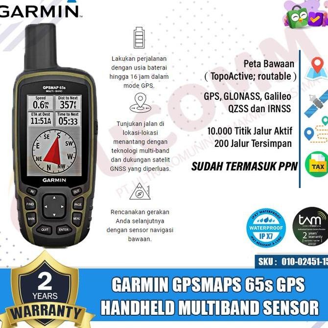 Premium Garmin GpsMaps 65s GPS 65s GPS Handheld MultiBand Sensor GPS Garmin Origina Garansi Resmi TA