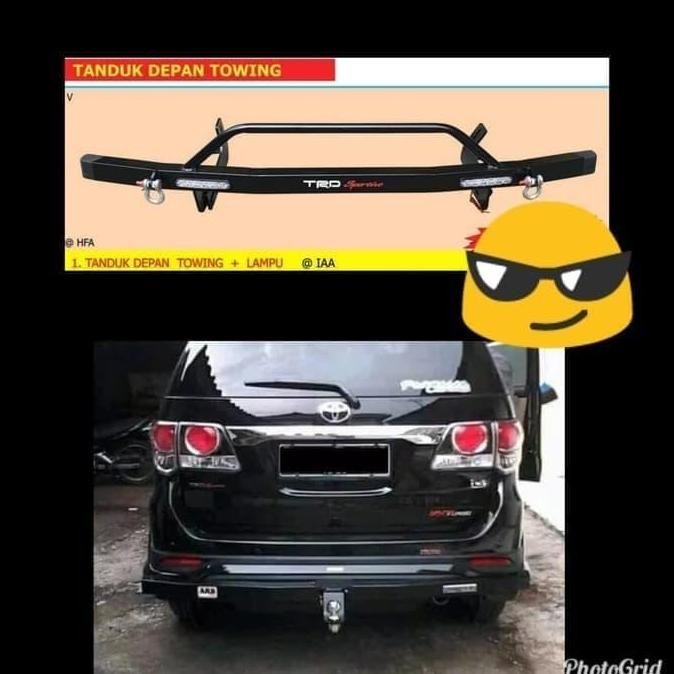 Paket tanduk mini model lampu + towing Amobil Fortuner