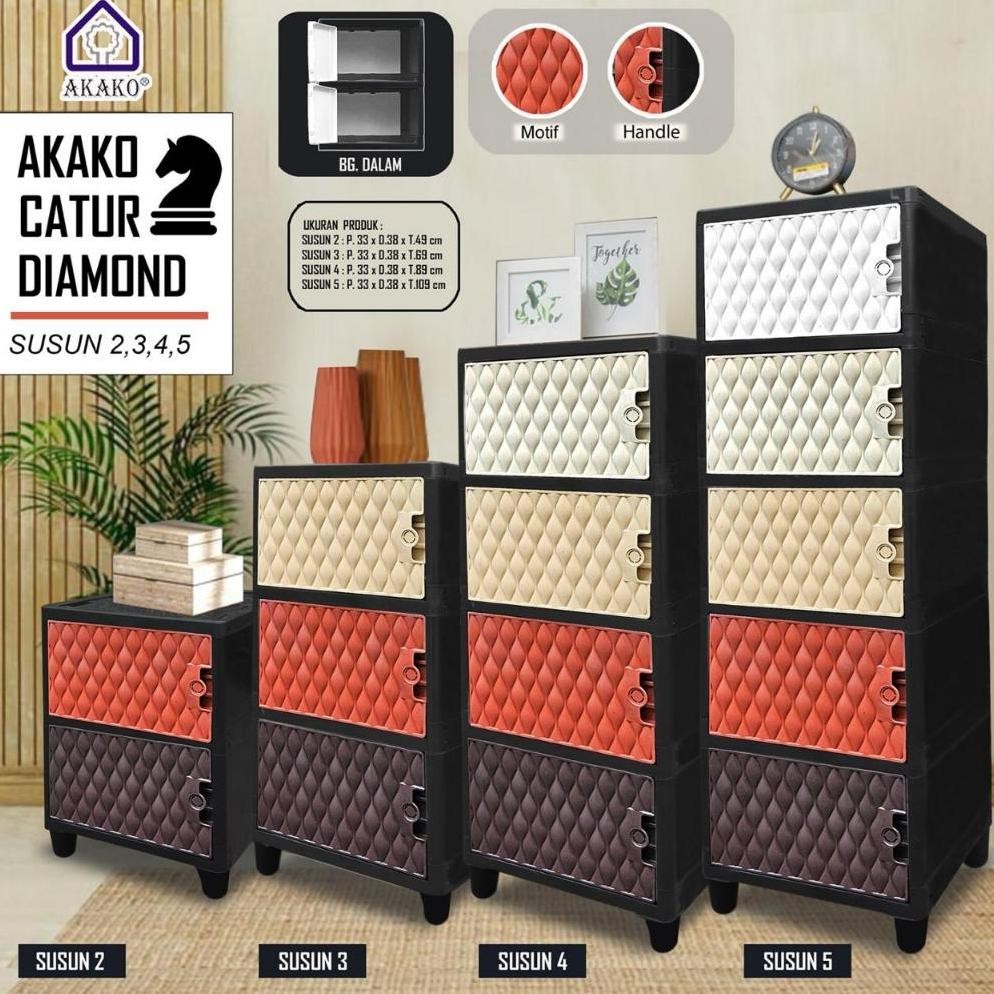 AKAKO - LEMARI PAKAIAN PLASTIK AKAKO SWING  "CATUR" NEW / KODE = CATUR