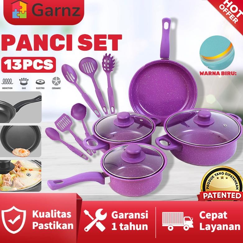 Cookware Panci Set 13 IN 1 Wajan Penggorengan Spatula Set Isi 13Pcs 1 Set Frypan Saucepan
