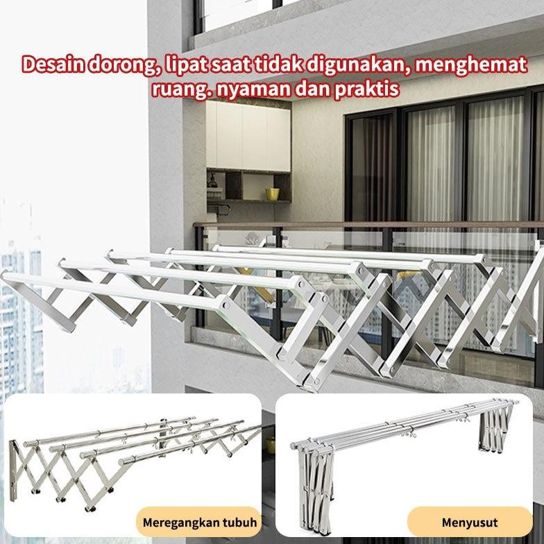 Jemuran Baju Tempel Dinding  - Rak Jemuran Pakaian Basah Lipat Rak Jemuran stainless steel Jemuran l