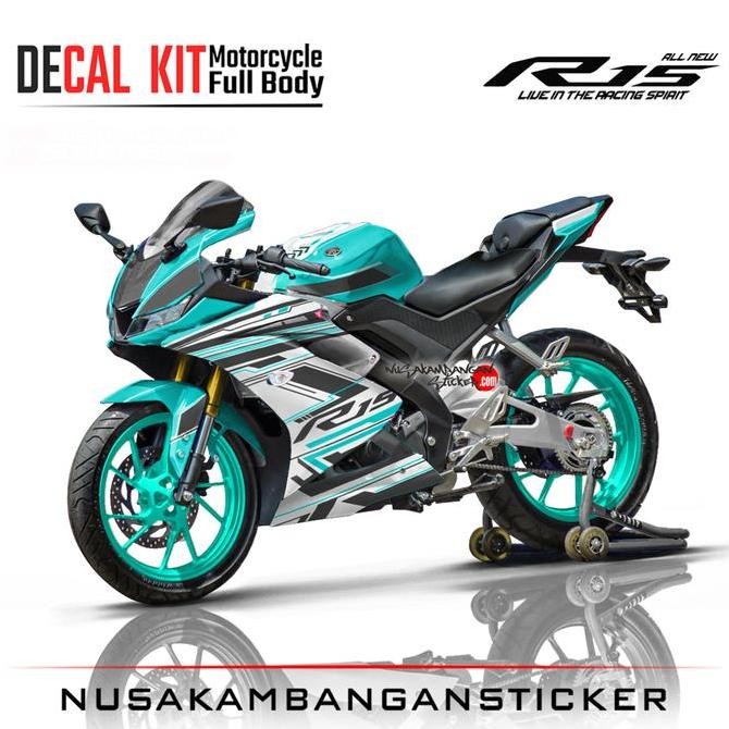 Stiker R15 V3 VVA 155 - Tosca Grafis Putih Hitam Motorcycle Original
