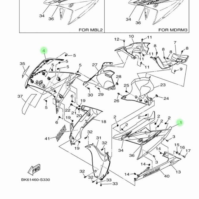 FAIRING SAYAP DEPAN R 15 R15 VVA V3 KANAN KIRI HITAM DOFF ORI BK6-P1 Motorcycle Original