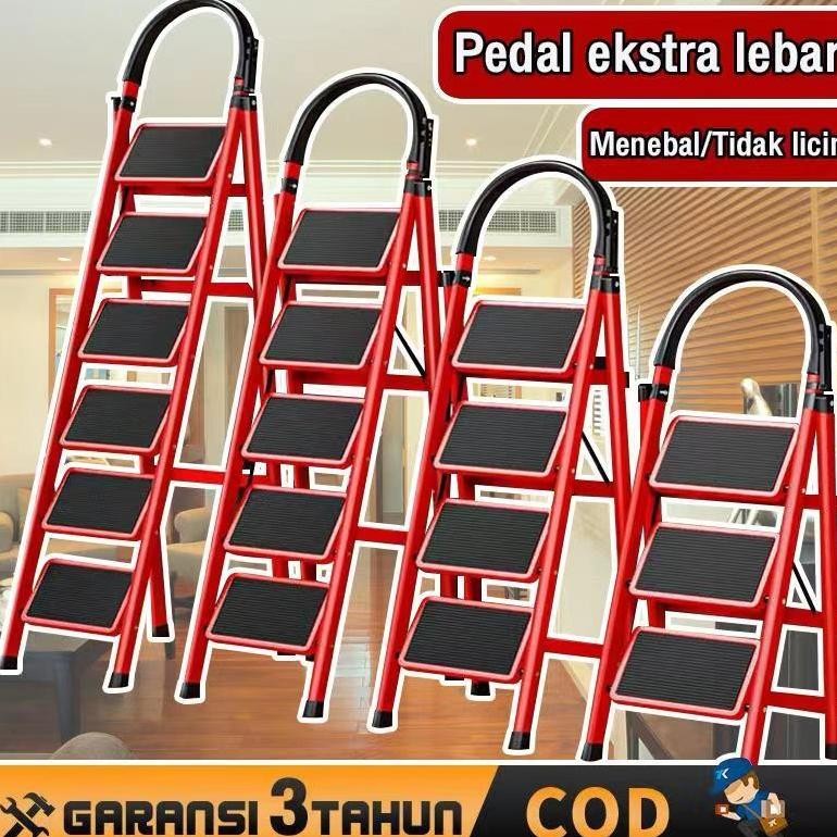 Tangga berlapis bubuk premium Kaki karet elastis Tangga lipat aluminium tangga lipat aluminium tangg