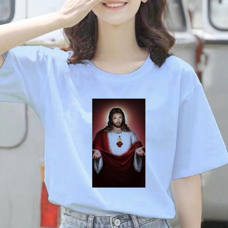 Terbaru Baju Kaos Rohani Yesus Kristen Keluarga Wanita Jumbo Oversize Lengan Pendek ..