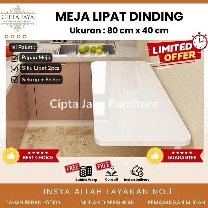PROMO DISKON - Meja Furnitur Kamar Estetik Lipat Tempel Dinding Kayu Belajar Lesehan Gantung Laptop 