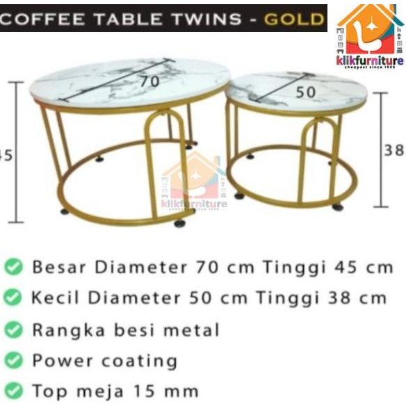 TERBARU - Coffee Table Bulat Meja Tamu Scandinavian Minimalis Modern CT TWINS
